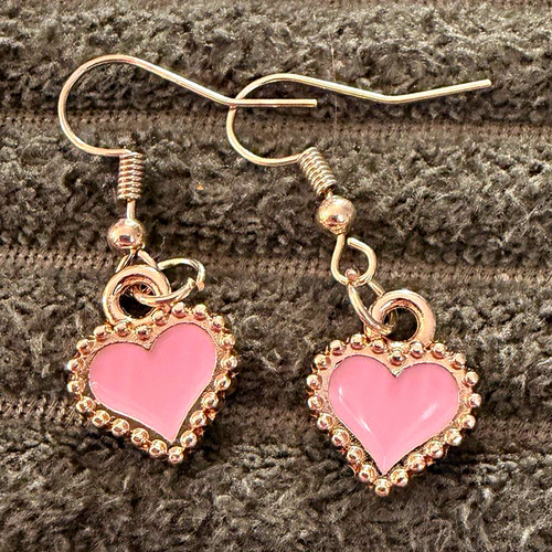 Pink heart dangle drop - pink,